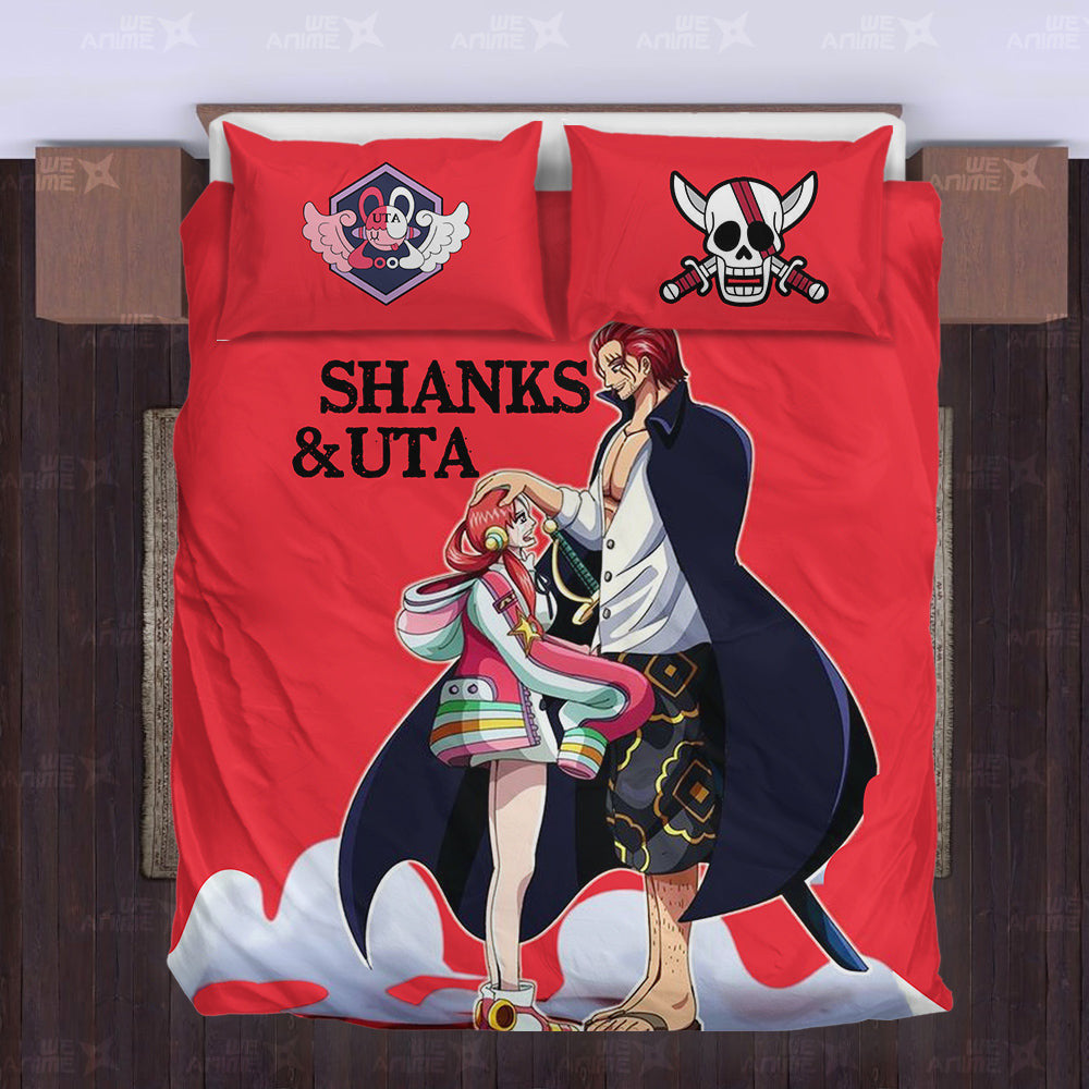 Shanks and Uta Bedding Set Custom Red Anime Home Decor