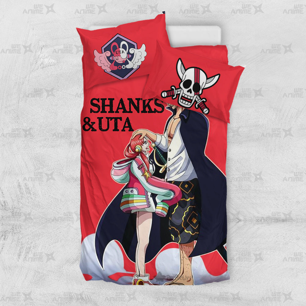 Shanks and Uta Bedding Set Custom Red Anime Home Decor