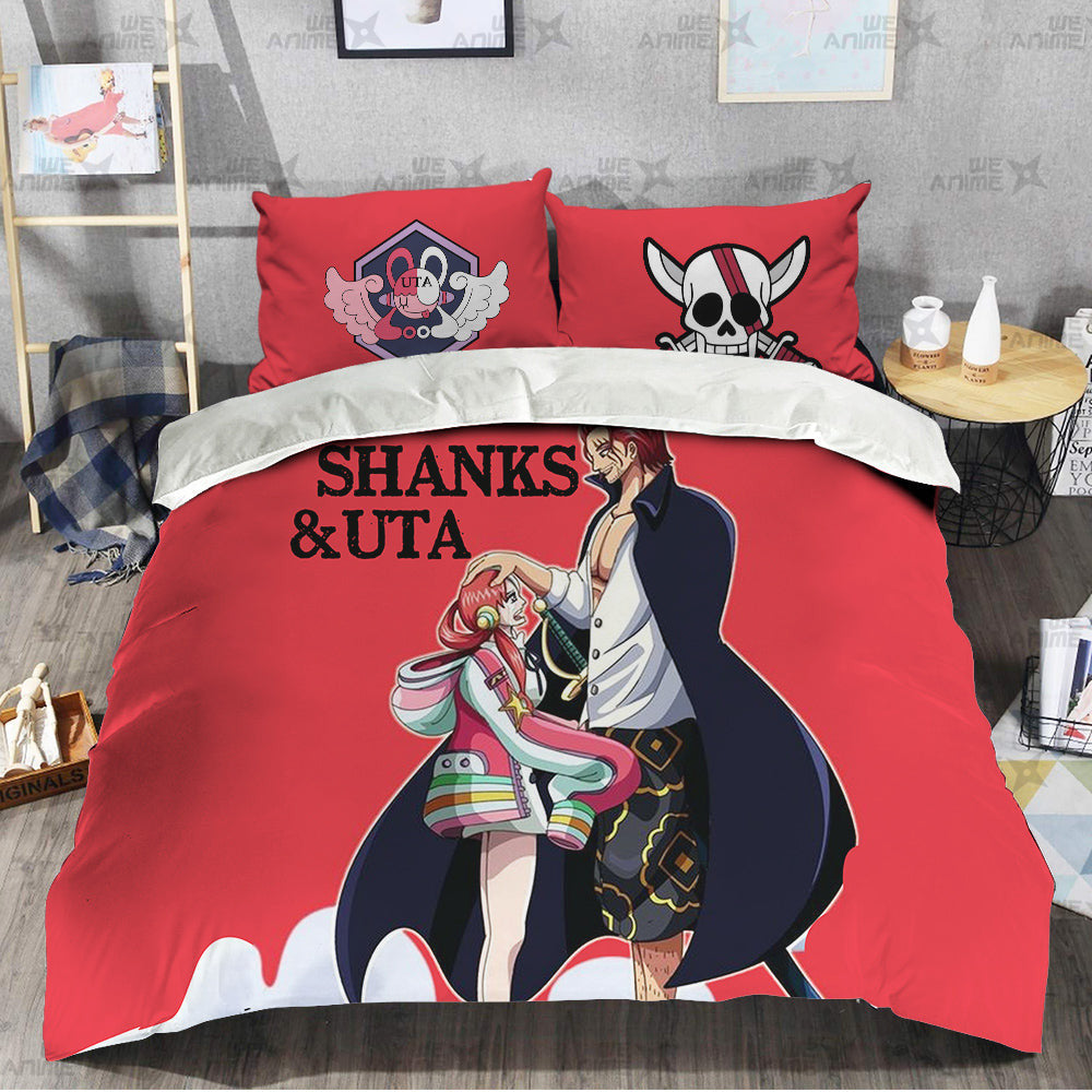 Shanks and Uta Bedding Set Custom Red Anime Home Decor