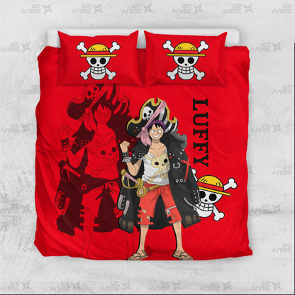 Luffy Bedding Set Custom Red Anime Home Decor