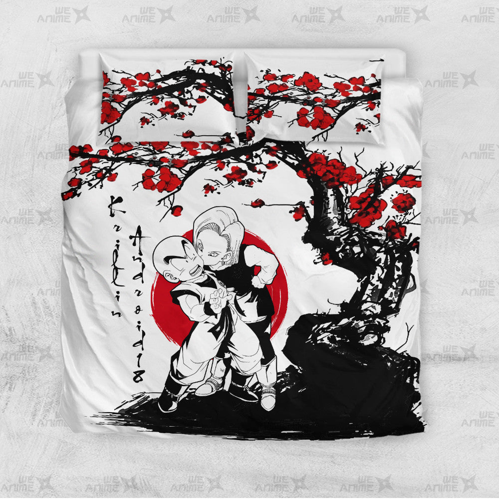 Krillin x Android 18 Japanese Edition Bedding Set Anime Room