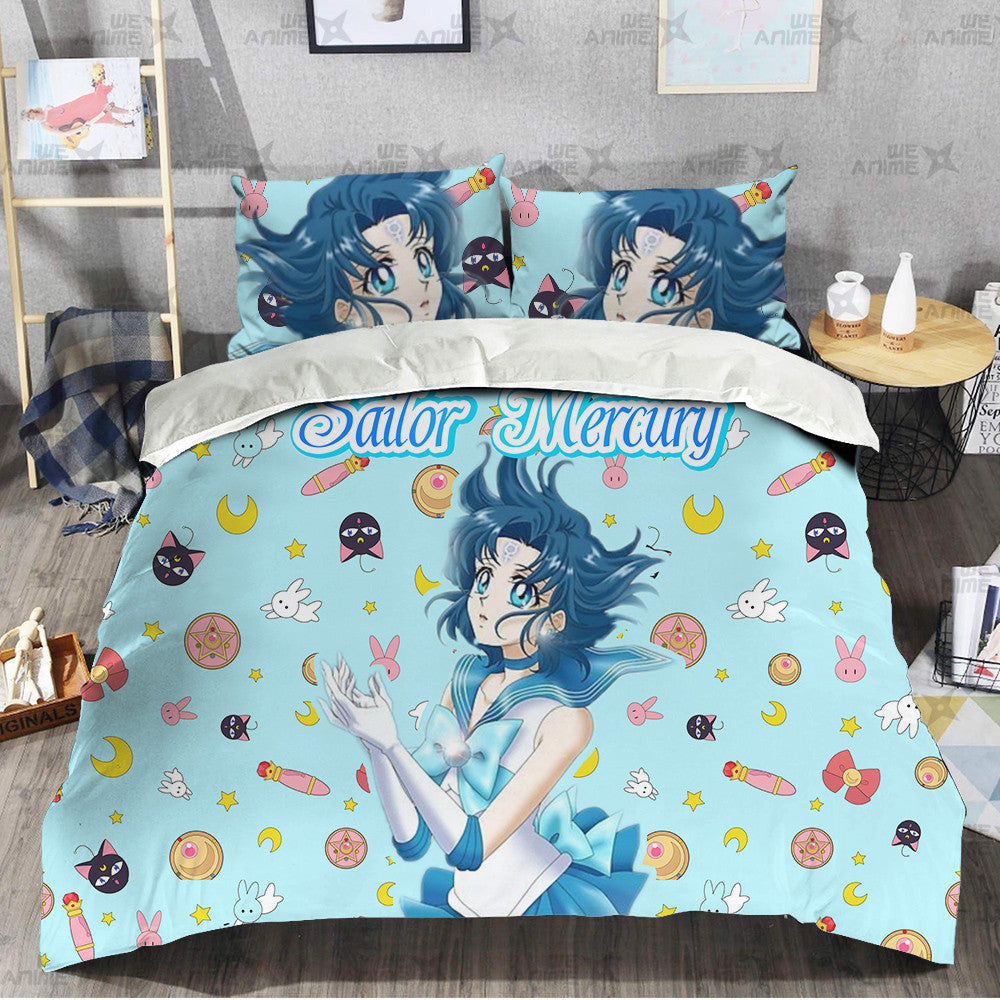 Sailor Mercury Cute Version Bedding Set Custom Sailor Moon