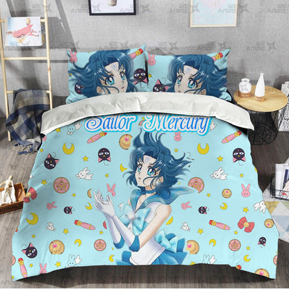 Sailor Mercury Cute Version Bedding Set Custom Sailor Moon