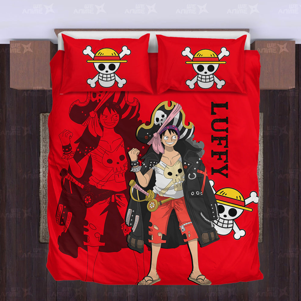 Luffy Bedding Set Custom Red Anime Home Decor