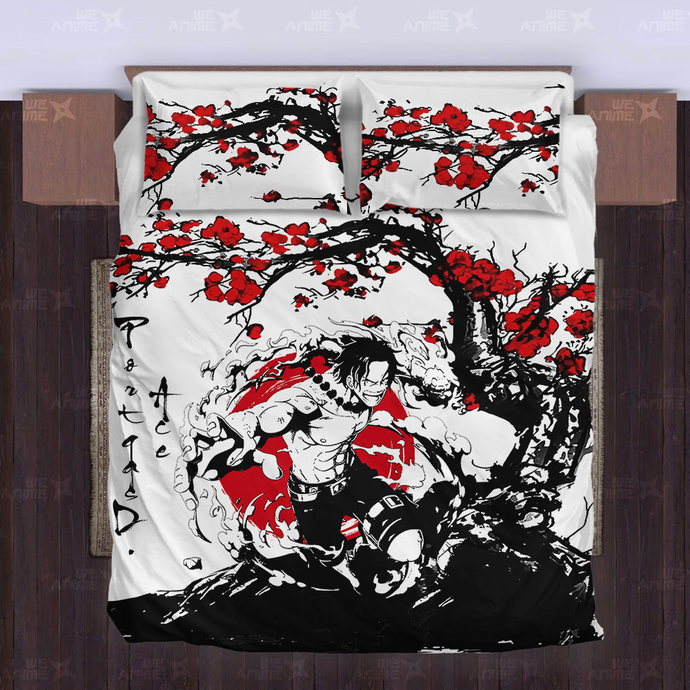 Portgas D. Ace Japanese Edition Bedding Set Anime Room