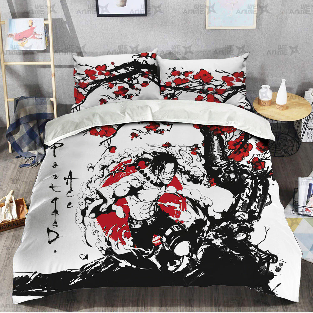 Portgas D. Ace Japanese Edition Bedding Set Anime Room