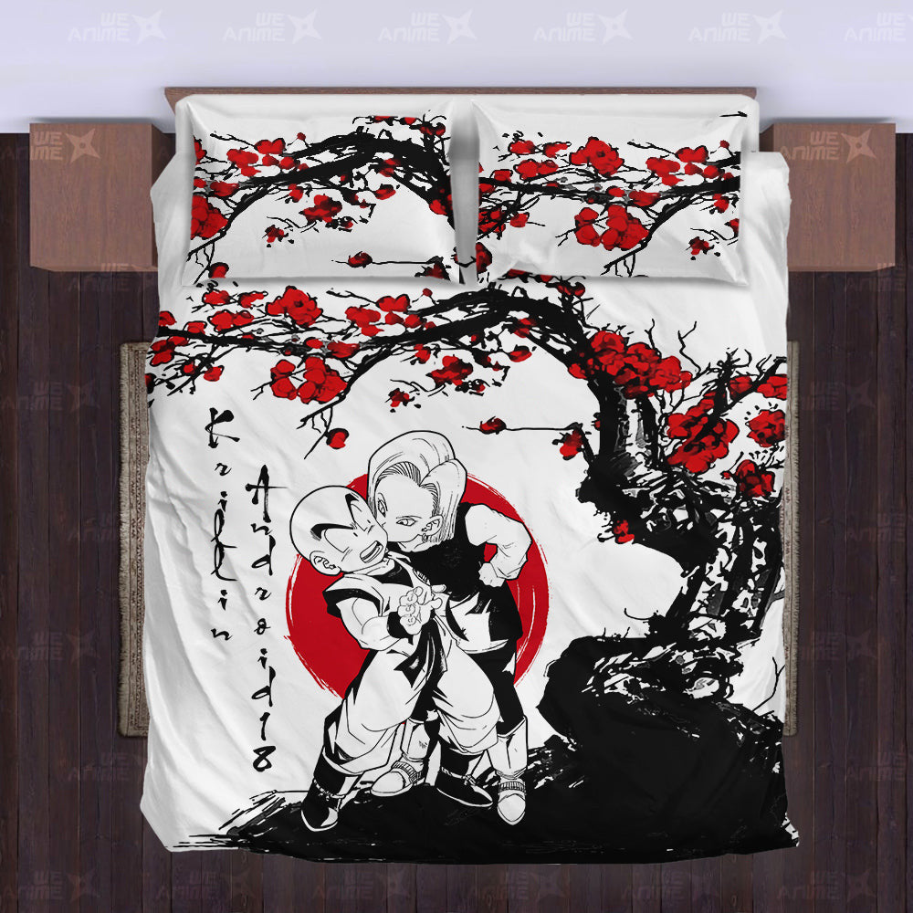 Krillin x Android 18 Japanese Edition Bedding Set Anime Room