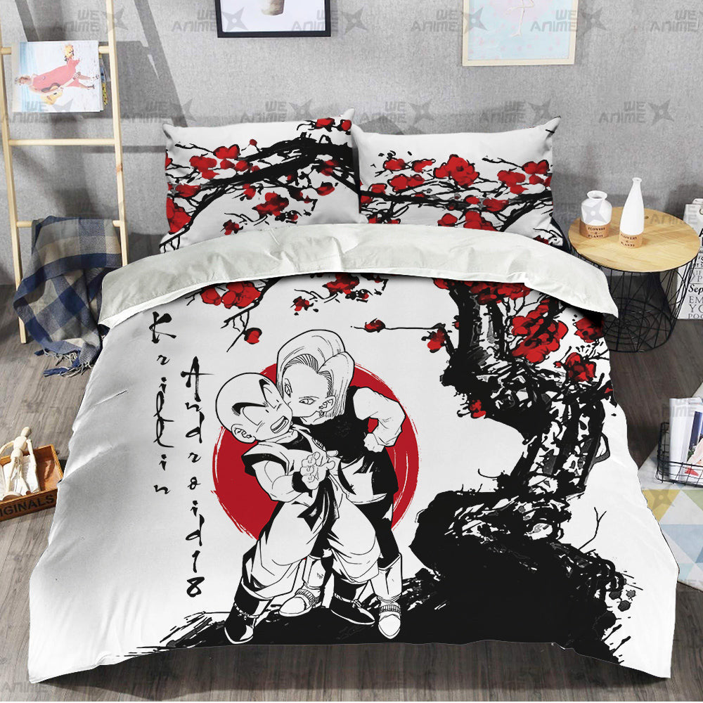 Krillin x Android 18 Japanese Edition Bedding Set Anime Room