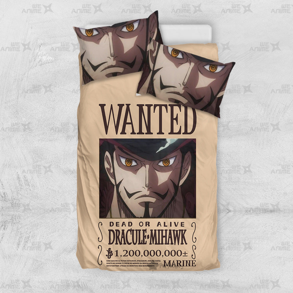 Dracule Mihawk Wanted Bedding Set Custom