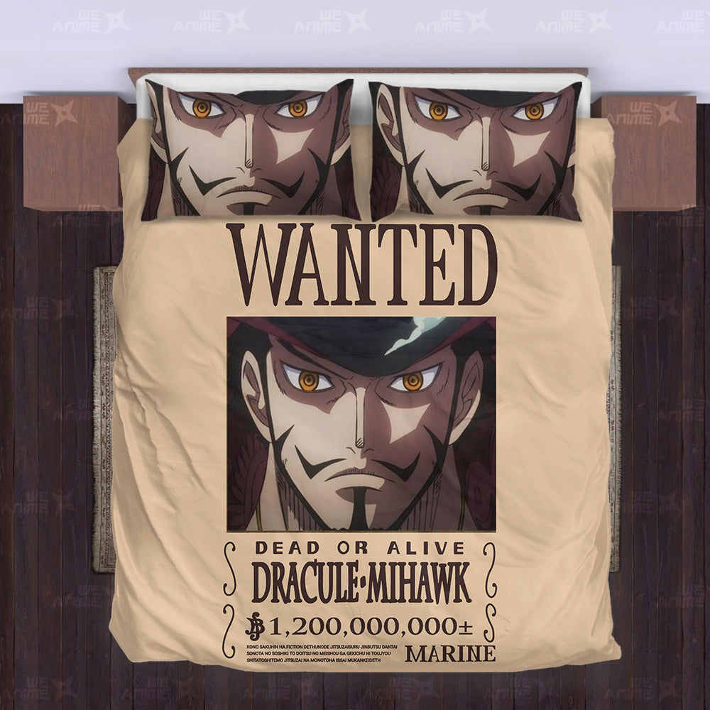 Dracule Mihawk Wanted Bedding Set Custom