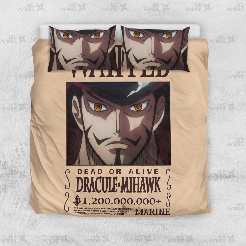Dracule Mihawk Wanted Bedding Set Custom