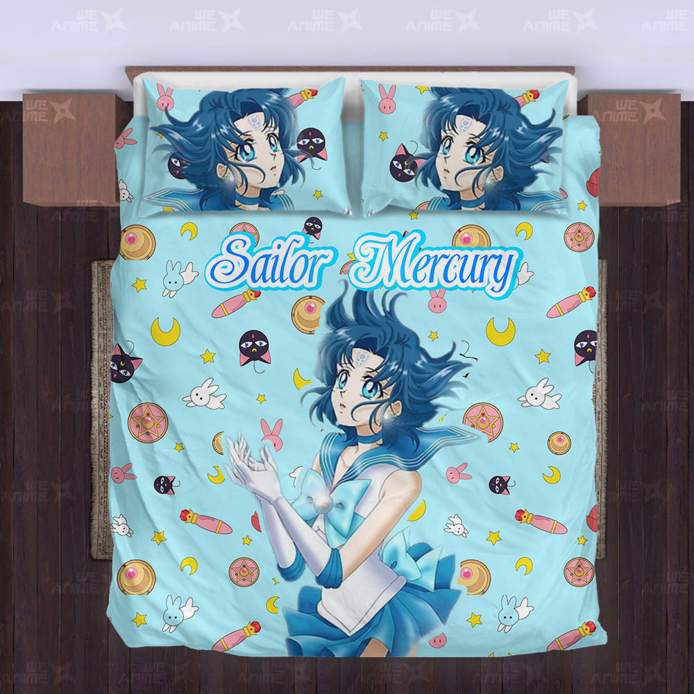 Sailor Mercury Cute Version Bedding Set Custom Sailor Moon