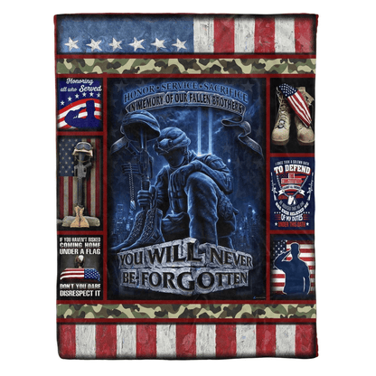 Veteran Blanket You Will Never Be Forgotten Soldier Graphic Blanket Colorful