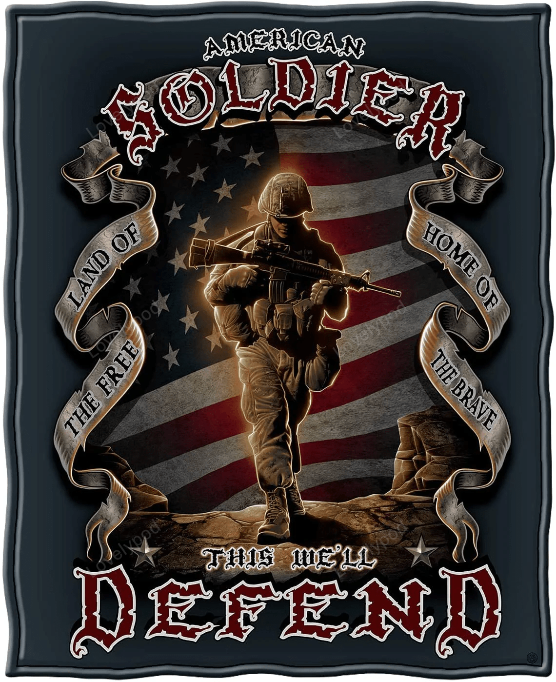 Veteran Blanket American Soldier This We'll Defend Blanket Brown