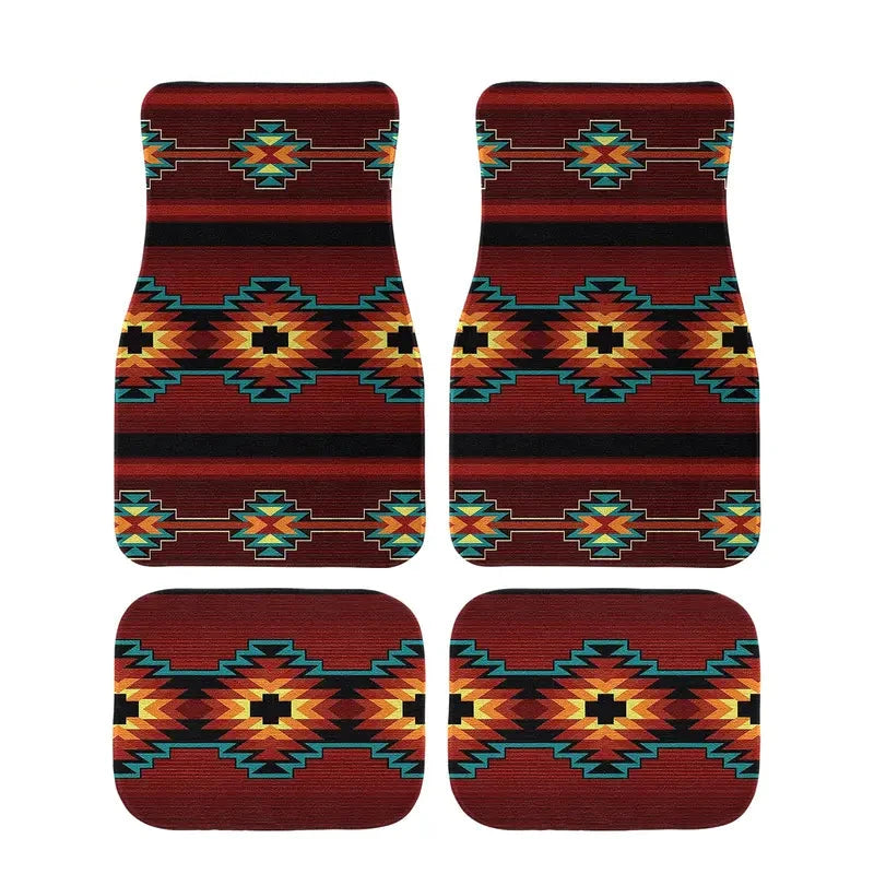 Native American Car Mats Native American Aztec Tribal Geometric Pattern Car Floor Mats Brown