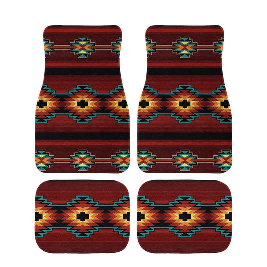 Native American Car Mats Native American Aztec Tribal Geometric Pattern Car Floor Mats Brown