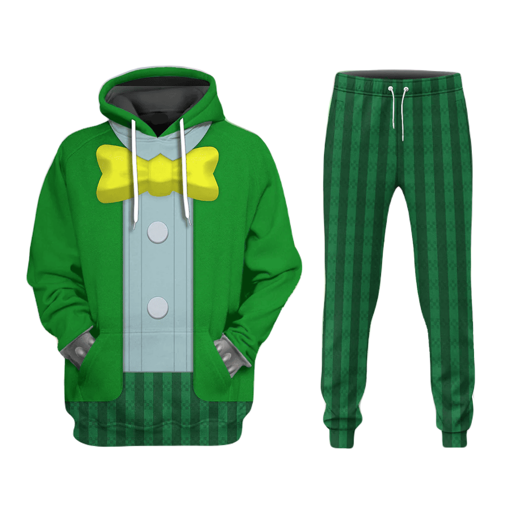 Super Mario Costume Pants Game Character Topper Costume Jogger Green Unisex Adults