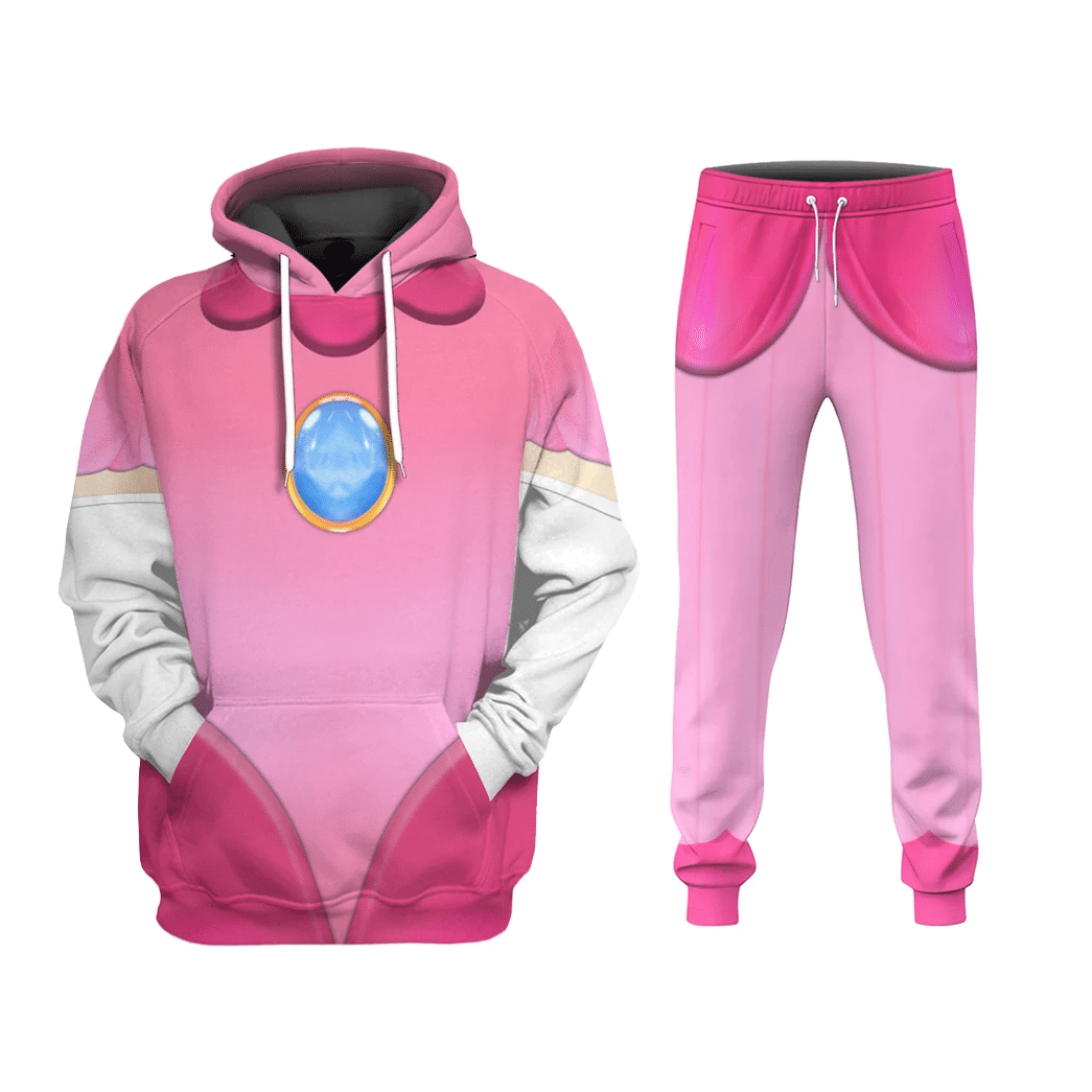 Super Mario Costume Pants Game Character Princess Peach Costume Jogger Pink Unisex Adults