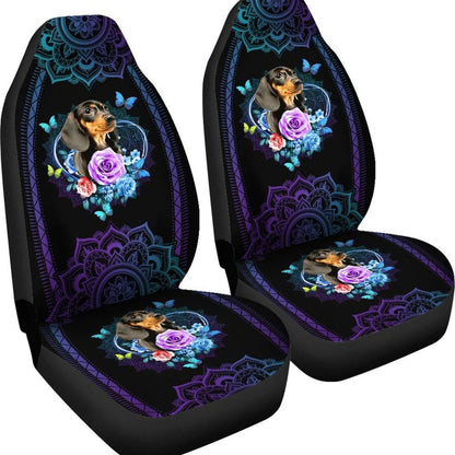 Mandala Style Dachshund Custom Car Seat Covers
