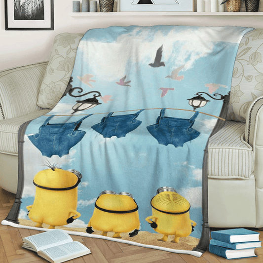 Minions Blanket Minion's Hilarious Summer Fashion Blanket Blue