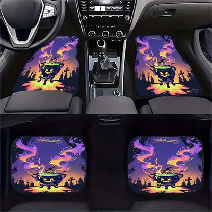 Halloween Car Mats Halloween Witch Magic Caulron Graphic Car Floor Mats Colorful