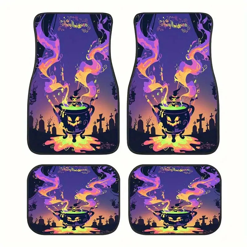 Halloween Car Mats Halloween Witch Magic Caulron Graphic Car Floor Mats Colorful