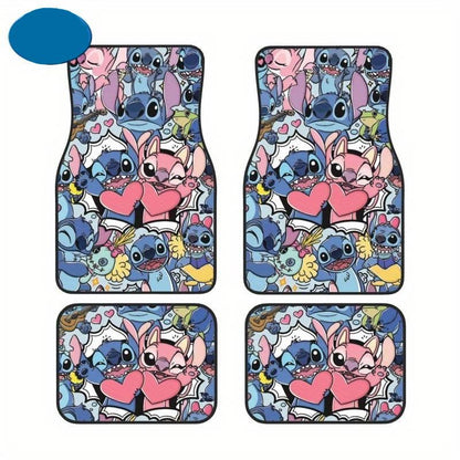 Stitch Car Mats Stitch And Angel Cute Doodle Pattern Car Floor Mats Blue Pink