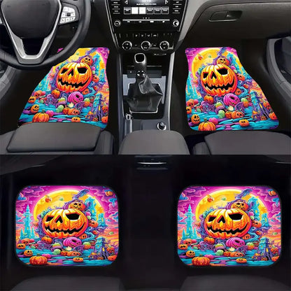 Halloween Car Mats Halloween Pumpkin And Moonlight Car Floor Mats Colorful