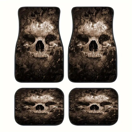 Halloween Car Mats Halloween Spooky Skull Graphic Car Floor Mats Brown