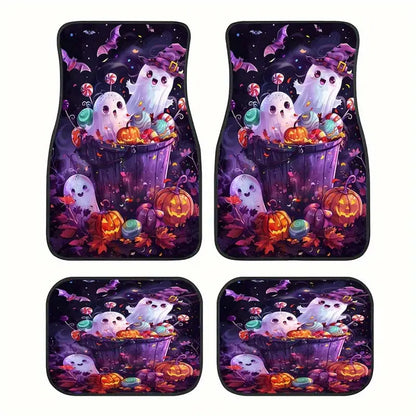 Halloween Car Mats Halloween Cute Ghost In The Bucket Car Floor Mats Purple Orange