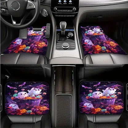 Halloween Car Mats Halloween Cute Ghost In The Bucket Car Floor Mats Purple Orange