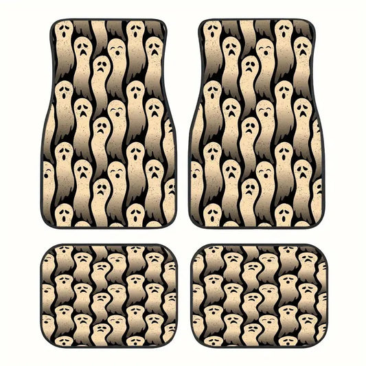 Halloween Car Mats Halloween Phantom Ghost Pattern Car Floor Mats Brown Gray