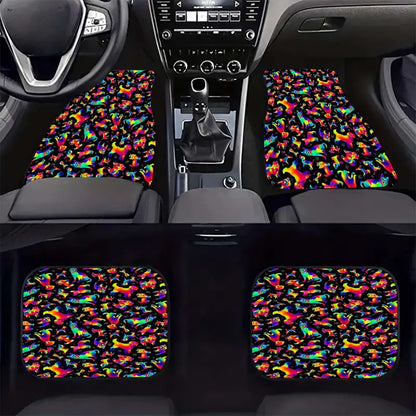 Dog Car Floor Mats Cute Vibrant Cartoon Dogs All Types Pattern Car Mats
