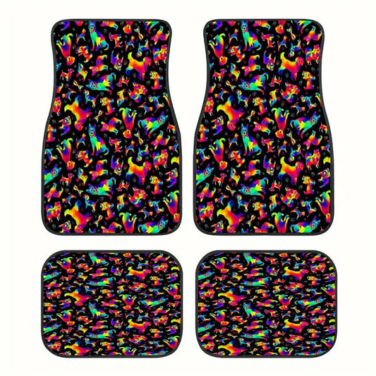 Dog Car Floor Mats Cute Vibrant Cartoon Dogs All Types Pattern Car Mats