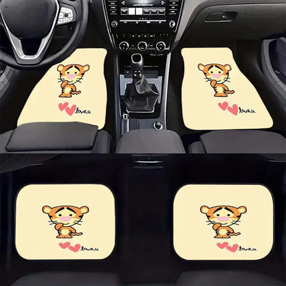 WTP Car Mats Chibi Tigger Love It Graphic Car Floor Mats Yellow