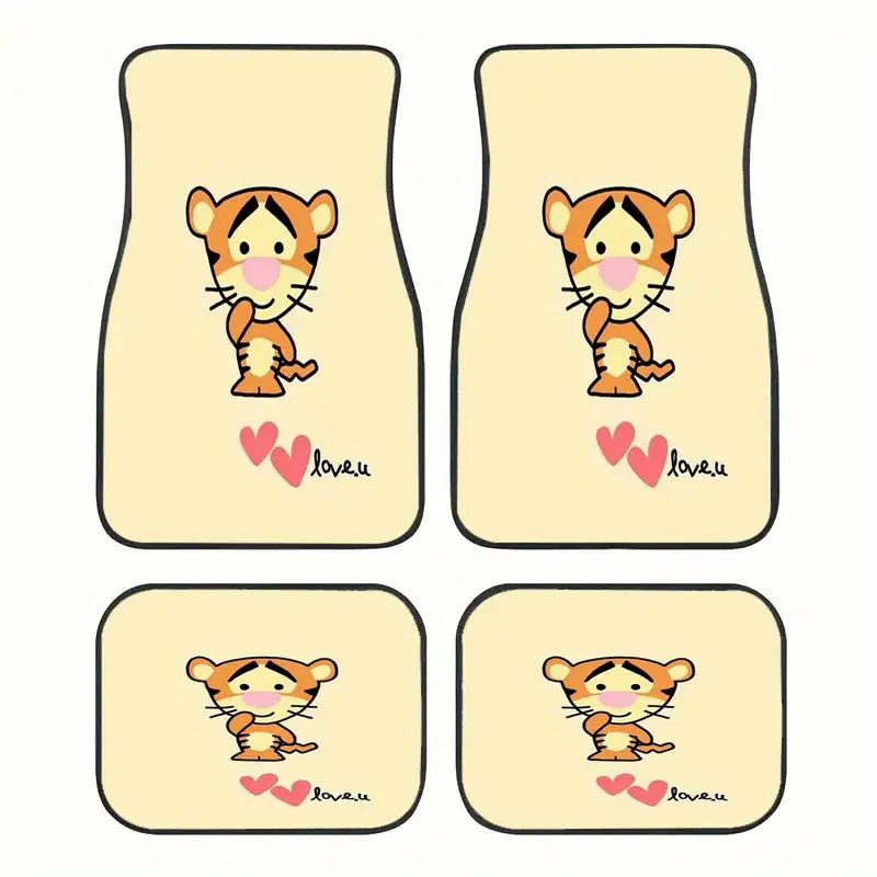 WTP Car Mats Chibi Tigger Love It Graphic Car Floor Mats Yellow