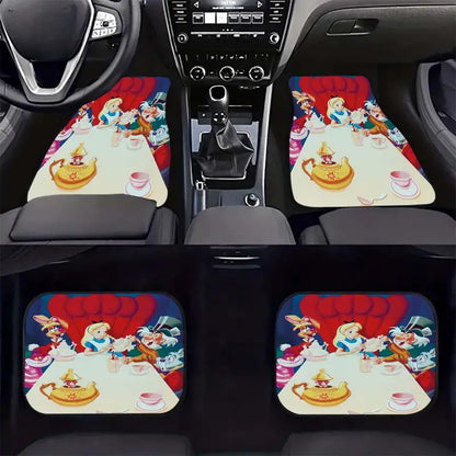 Alice In Wonderland Car Mats Alice Tea Party With Mr Rabbit Mad Hatter Car Floor Mats Colorful