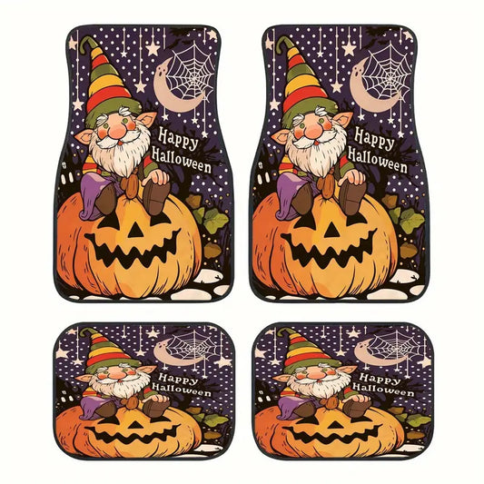 Halloween Car Mats Happy Halloween Gnome And Pumpkin Car Floor Mats Colorful