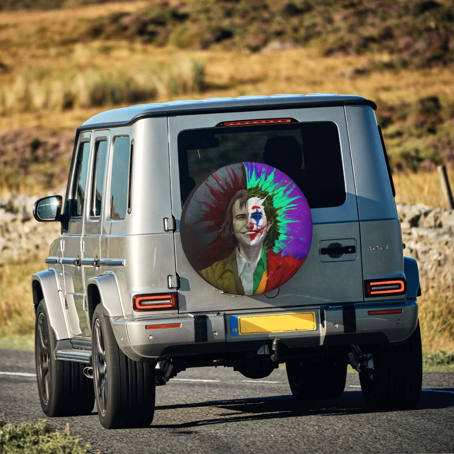 Joker Spare Tire Cover DC Joker Before And After Half Face Graphic Tire Covers Colorful