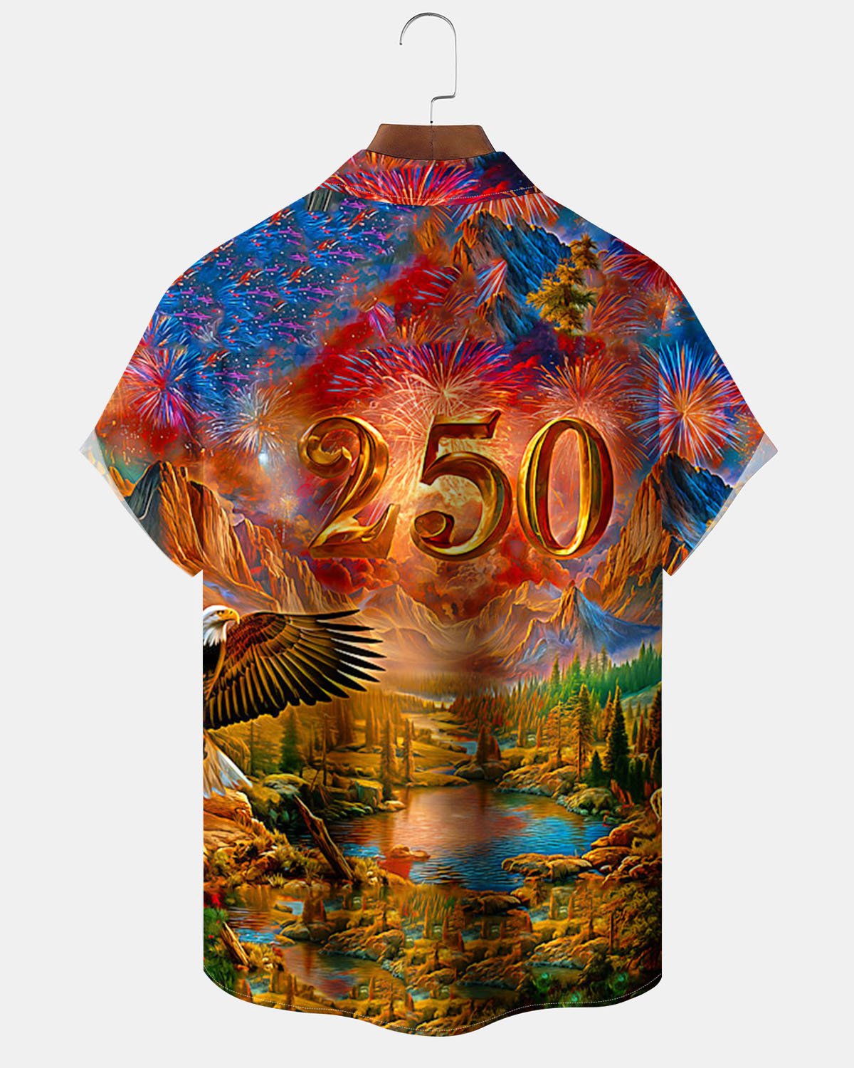 Alohadaddy® USA 250th Anniversary Men's Short-Sleeve Shirt with Art Print Buttons  and Pockets - Big & Tall