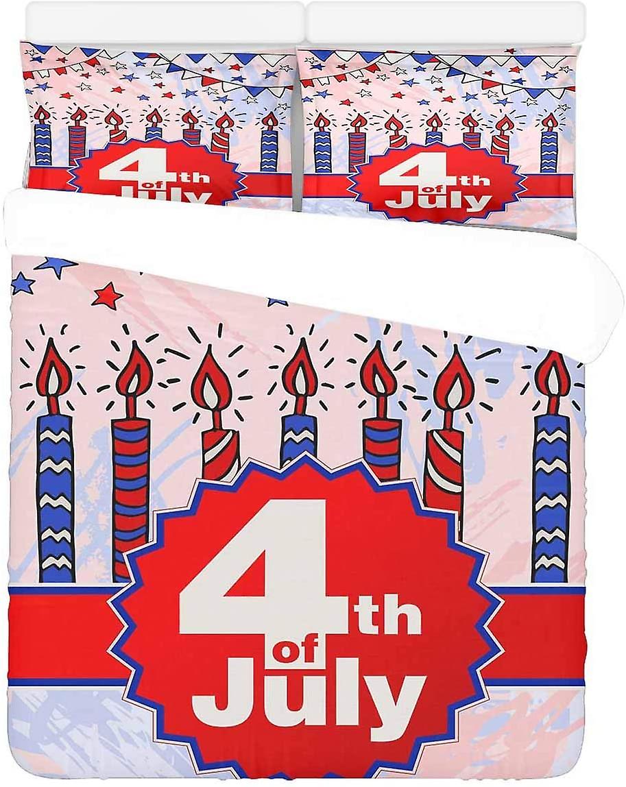 4th of July Bedding Set 4th Of July Candles Flags And Stars Duvet Covers Blue Red Unique Gift