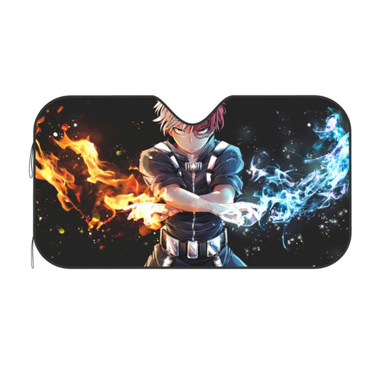 My Hero Academia Car Sun Shade Shoto Todoroki Fire And Ice Winshield Sun Shade Black