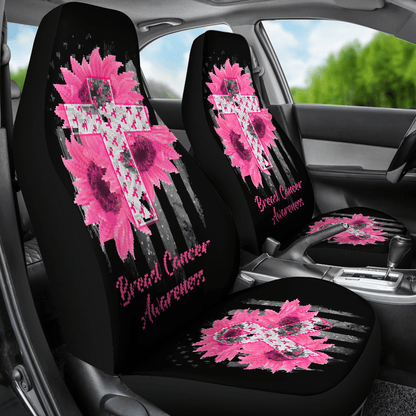 Breast Cancer Car Seat Covers Cross Sunflower Breast Cancer Awareness Seat Covers Black Pink