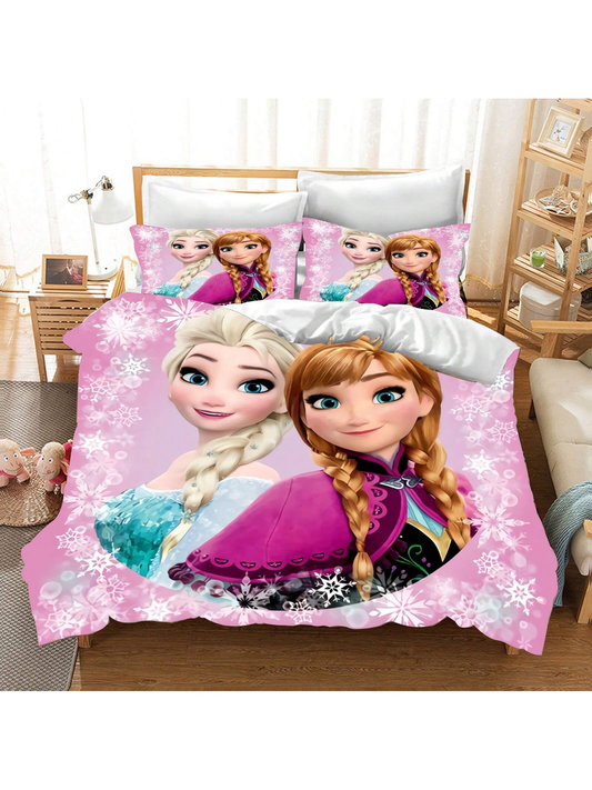 Frozen Bedding Set Elsa And Anna With Snowflake Pattern Duvet Covers Colorful Unique Gift