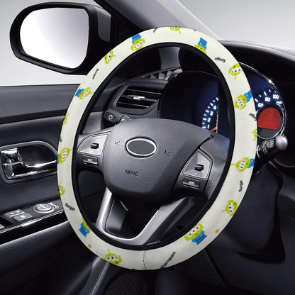 Toy Story Steering Wheel Cover Three Eyes Alien Pattern Driving Wheel Cover White