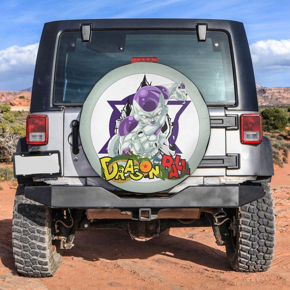 Dragon Ball Spare Tire Cover Dragon Ball Frieza Breaks The Wall Tire Covers White