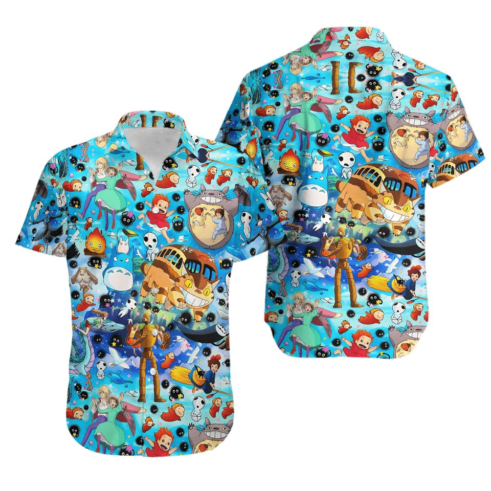 SGhibli Hawaii Shirt All Of SGhibli Characters Pattern Hawaiian Shirt Colorful Unisex