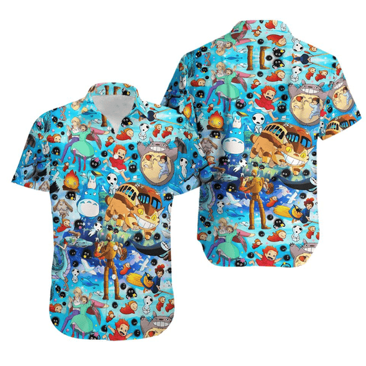 SGhibli Hawaii Shirt All Of SGhibli Characters Pattern Hawaiian Shirt Colorful Unisex