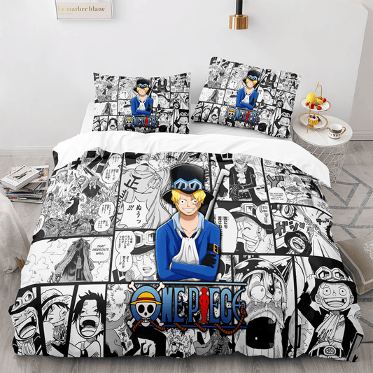 One Piece Bedding Set One Piece Sabo Cpmic Pattern Duvet Covers Black White Unique Gift