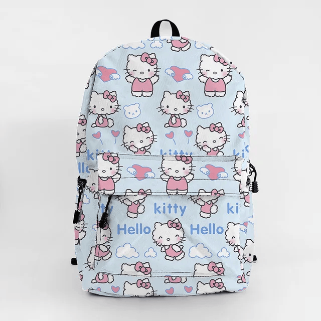 Hello Kitty Backpack Fluffy Hello Kitty On Cloud Pattern Backpacks Blue